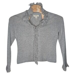Peck & Peck Gray Fringed Cardigan
